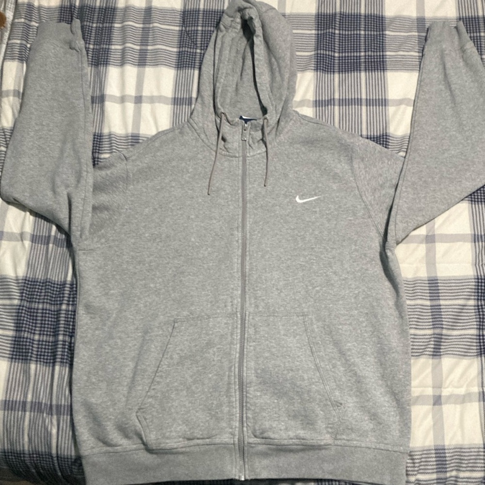 Gray Vintage Mens Nike Swoosh Sportswear Zip-up Hoodie